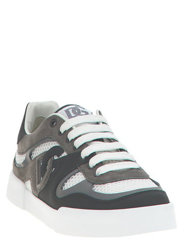 Gray Calfskin Athletic Sneakers
