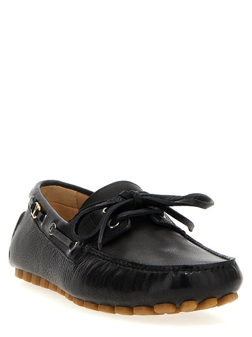 Black Buffalo Leather Slip-On Loafers
