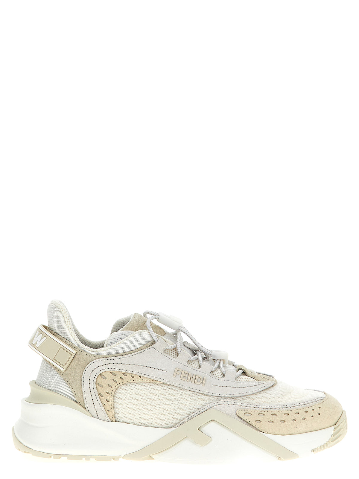 White Polyester Athletic Sneakers