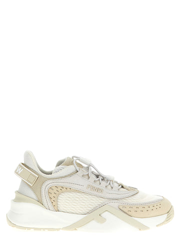 White Polyester Athletic Sneakers