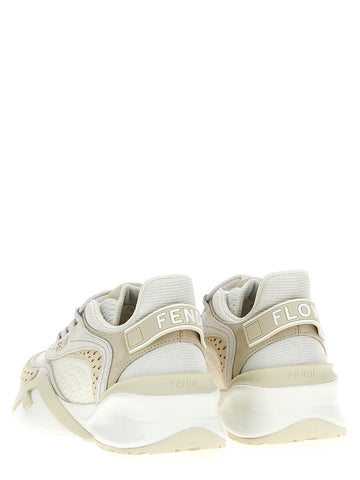 White Polyester Athletic Sneakers