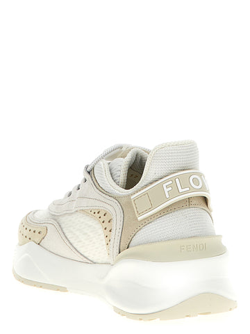 White Polyester Athletic Sneakers