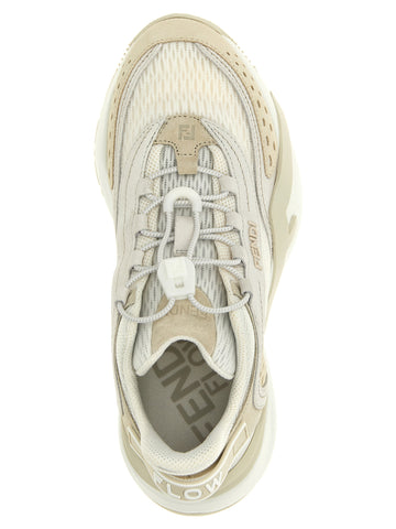 White Polyester Athletic Sneakers