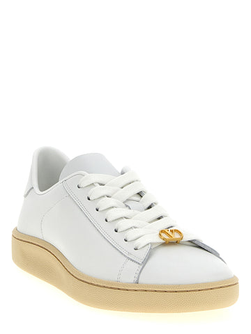 White Calfskin Low Top Sneakers