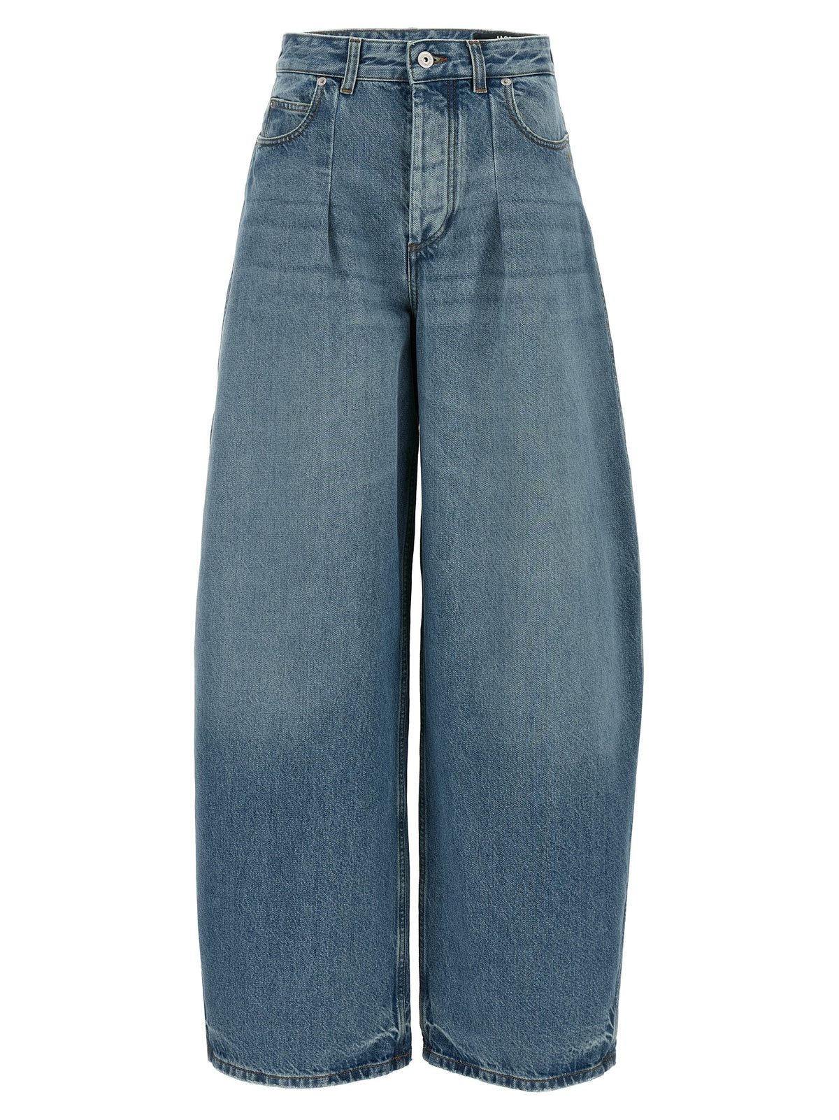 Blue Cotton High-Waisted Jean