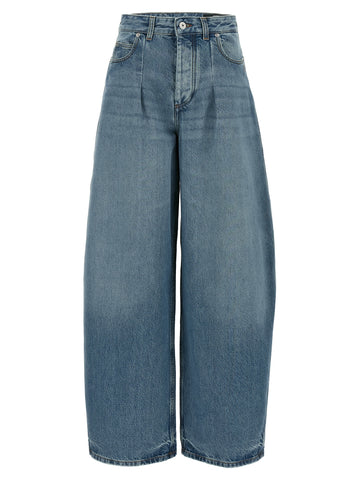 Blue Cotton High-Waisted Jean