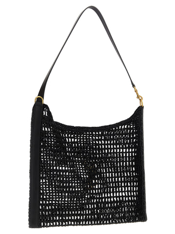 Black Raffia Shoulder Bag