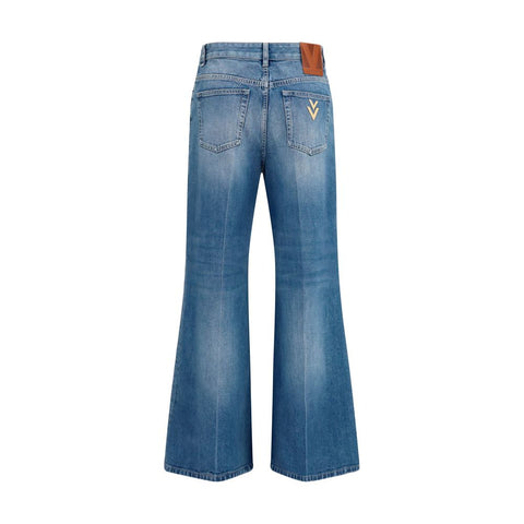 Blue Cotton Straight-Leg Jeans