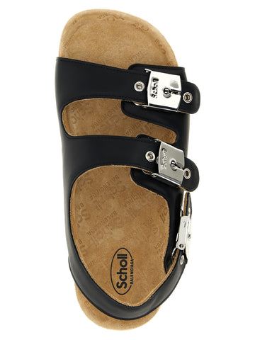 Black Calfskin Flat Sandals