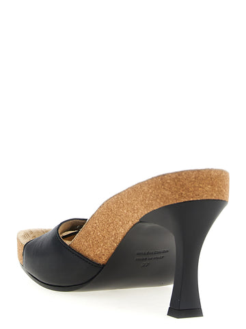 Black Calfskin Stiletto Heel Sandals