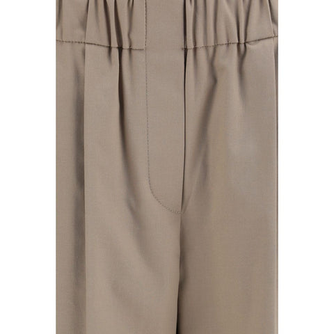 Beige Cotton Casual Pants