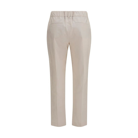 Beige Cotton Casual Pants