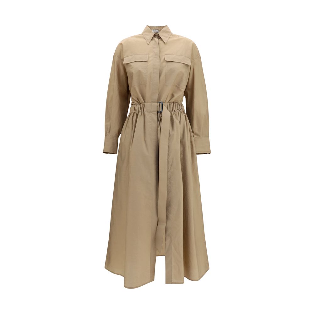 Beige Cotton Casual Dress