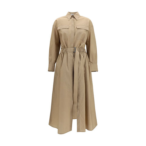 Beige Cotton Casual Dress