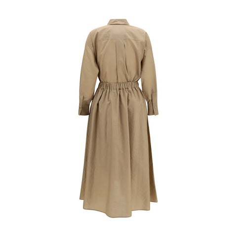 Beige Cotton Casual Dress