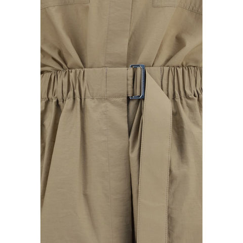 Beige Cotton Casual Dress