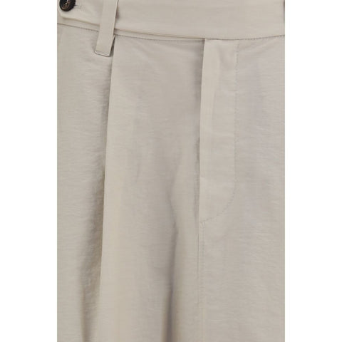 Beige Cotton Midi Skirt