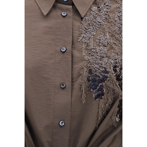 Brown Cotton Casual Dress