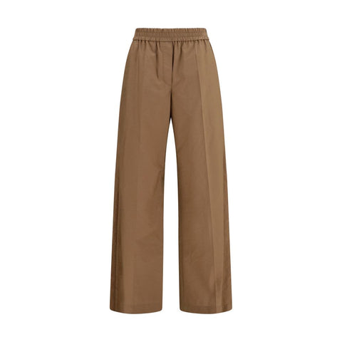 Brown Cotton Casual Pants
