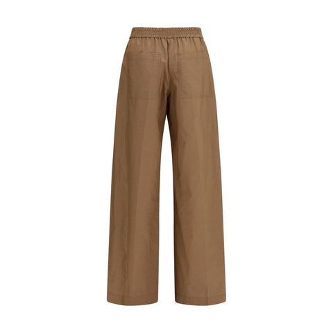 Brown Cotton Casual Pants