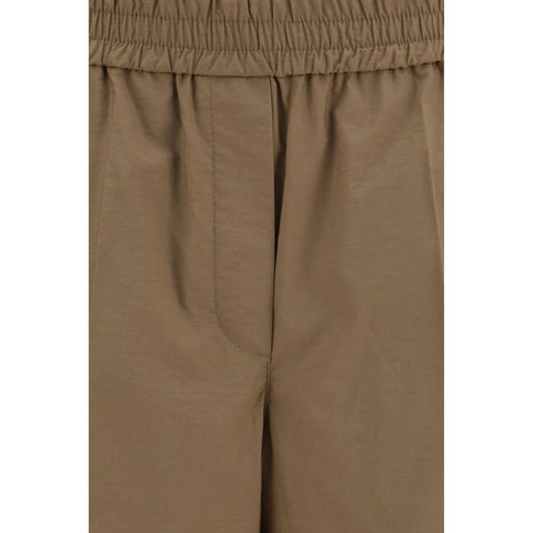Brown Cotton Casual Pants