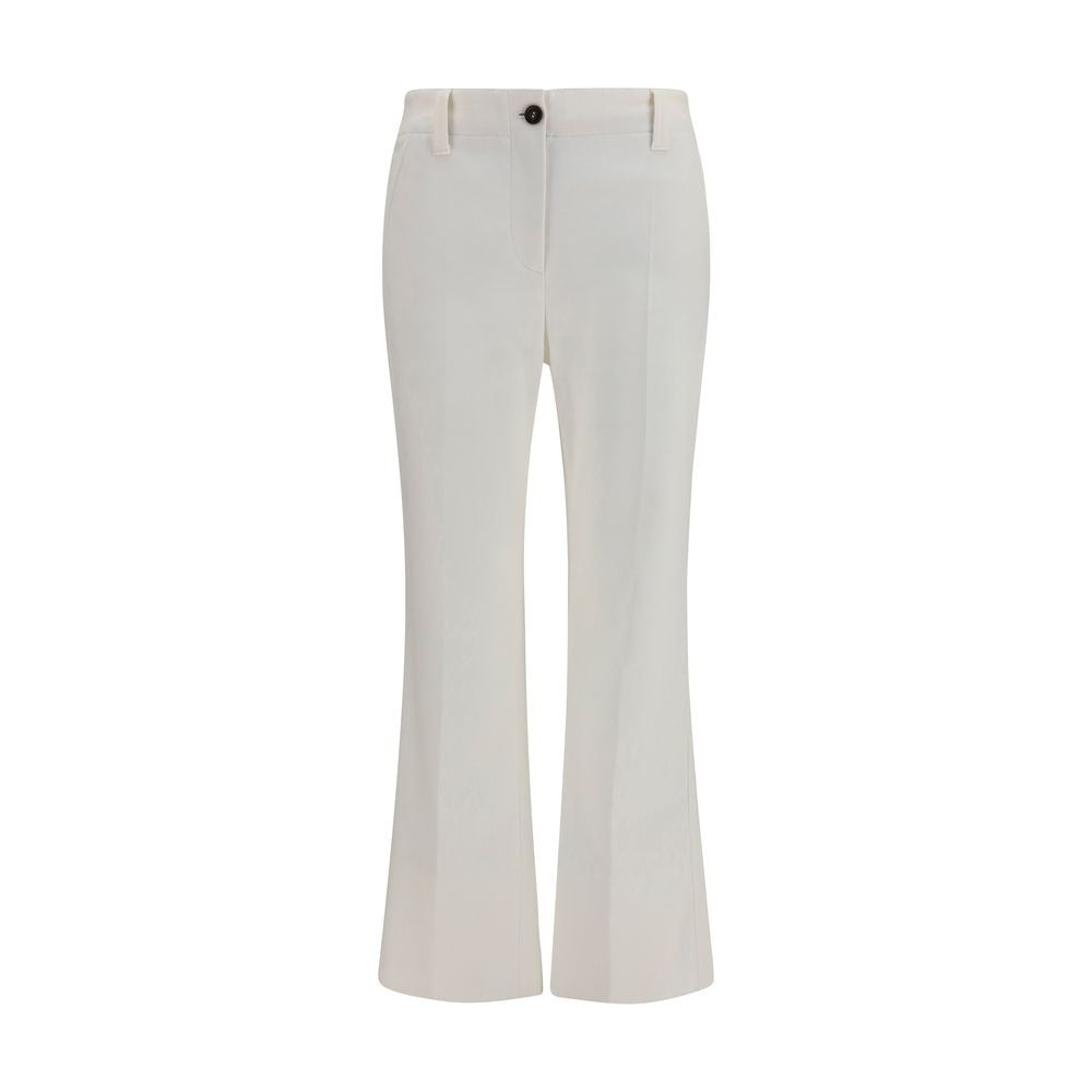 White Cotton Flared Pants