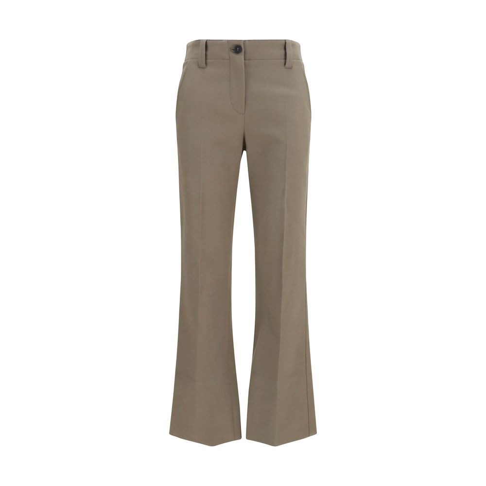 Brown Cotton Flared Pants