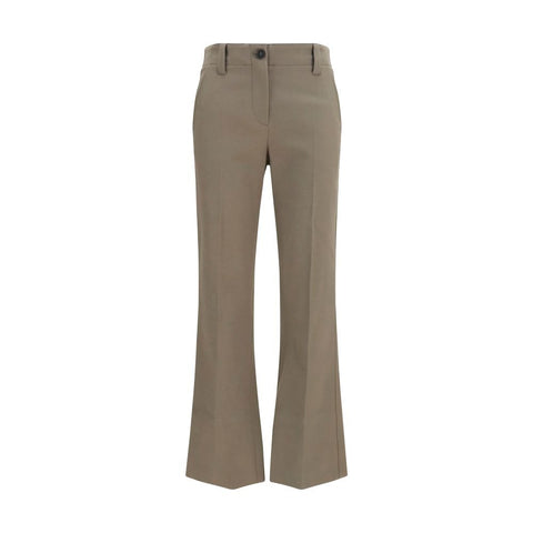 Brown Cotton Flared Pants