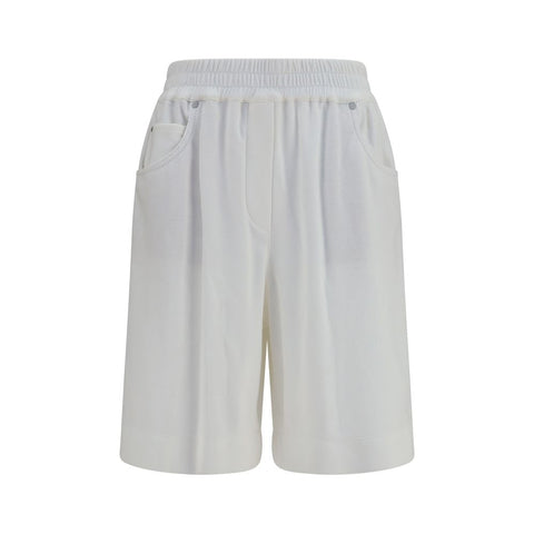 White Cotton Bermuda Shorts