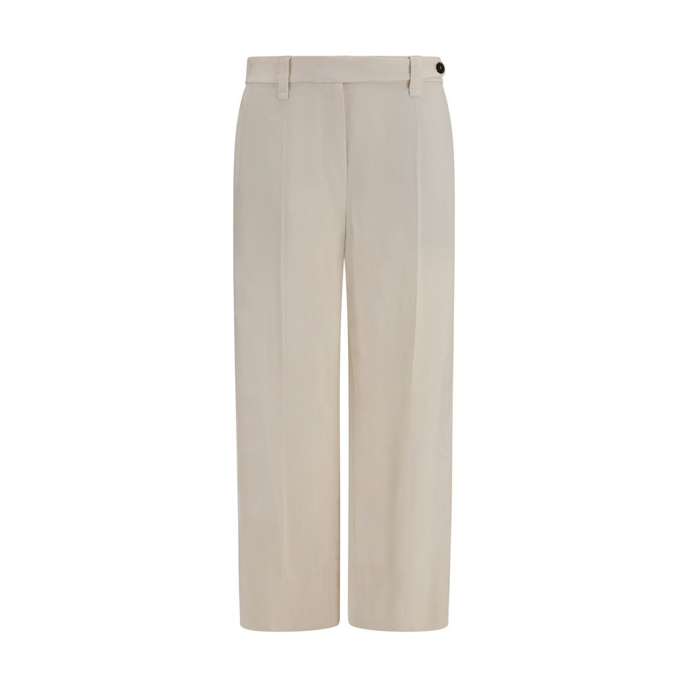 Beige Viscose Casual Pants