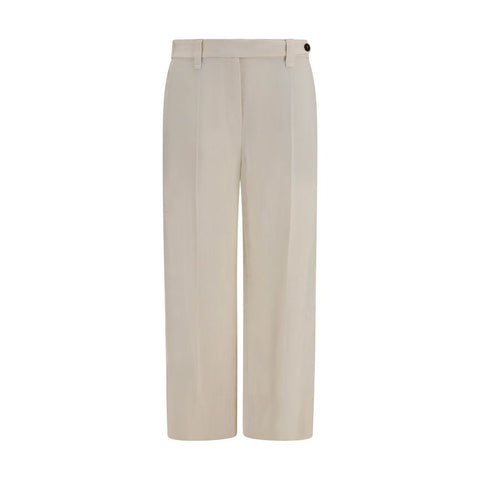 Beige Viscose Casual Pants