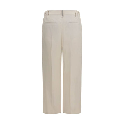 Beige Viscose Casual Pants