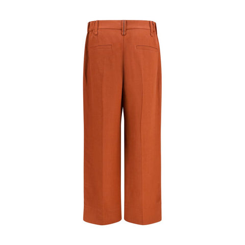 Brown Viscose Casual Pants