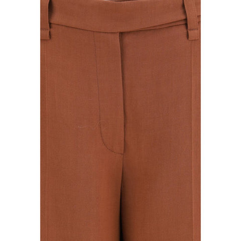 Brown Viscose Casual Pants
