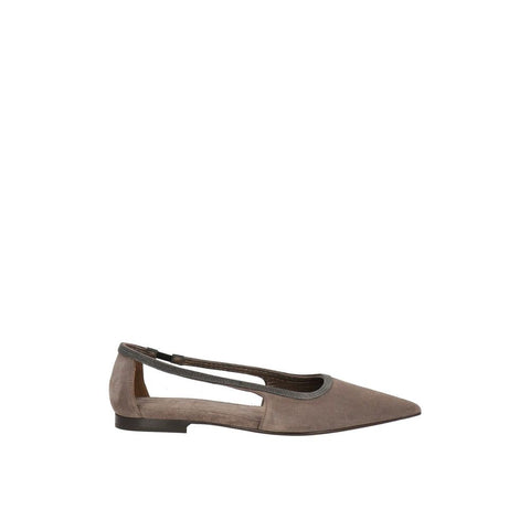 Gray Leather Ballet Flats