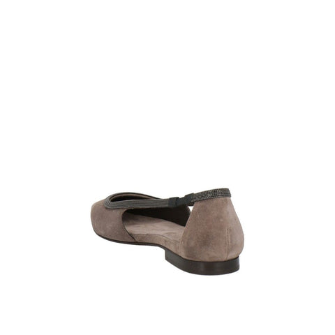 Gray Leather Ballet Flats