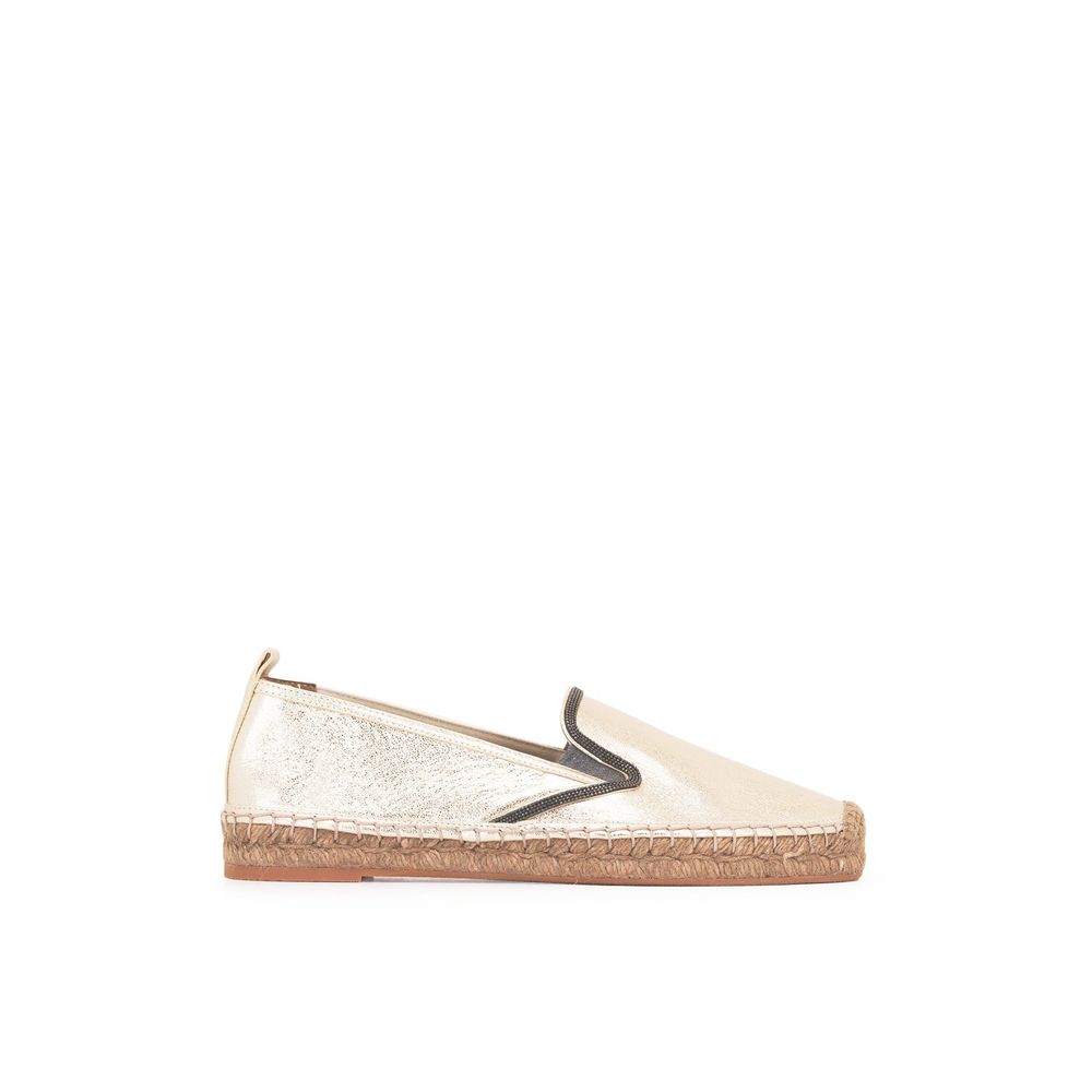 Gold Leather Espadrilles