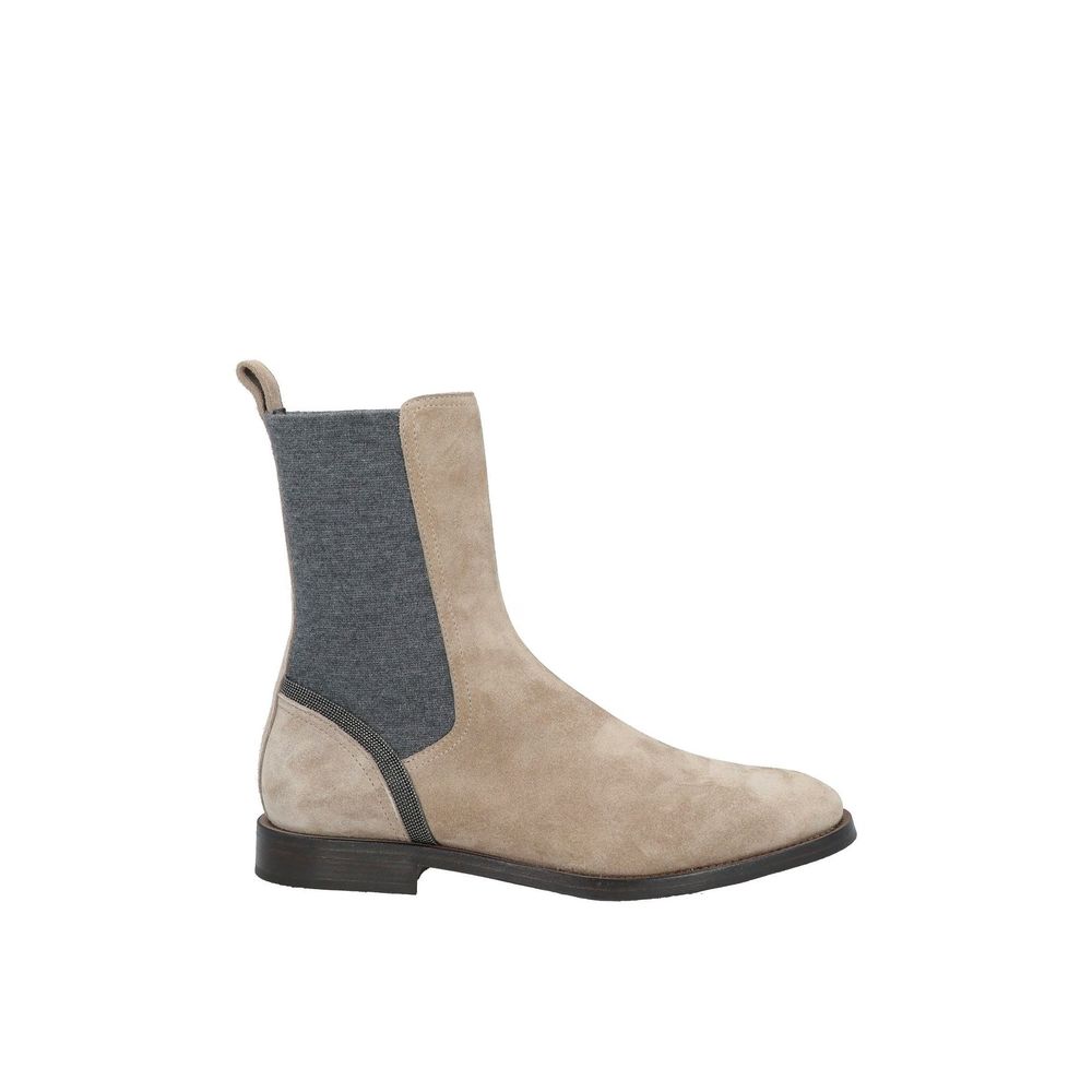 Beige Leather Chelsea Boots