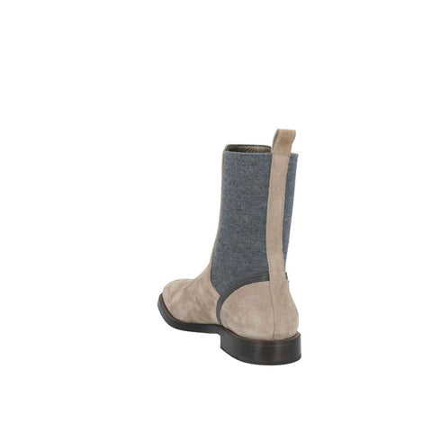 Beige Leather Chelsea Boots