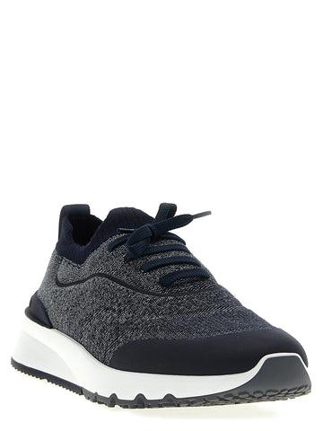 Blue Cotton Athletic Sneakers