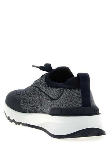Blue Cotton Athletic Sneakers