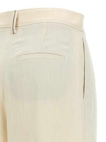 White Viscose Casual Pants