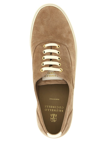 Beige Calfskin Low Top Sneakers