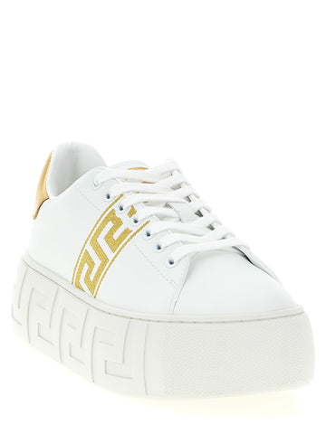 Gold Nylon Platform Sneakers