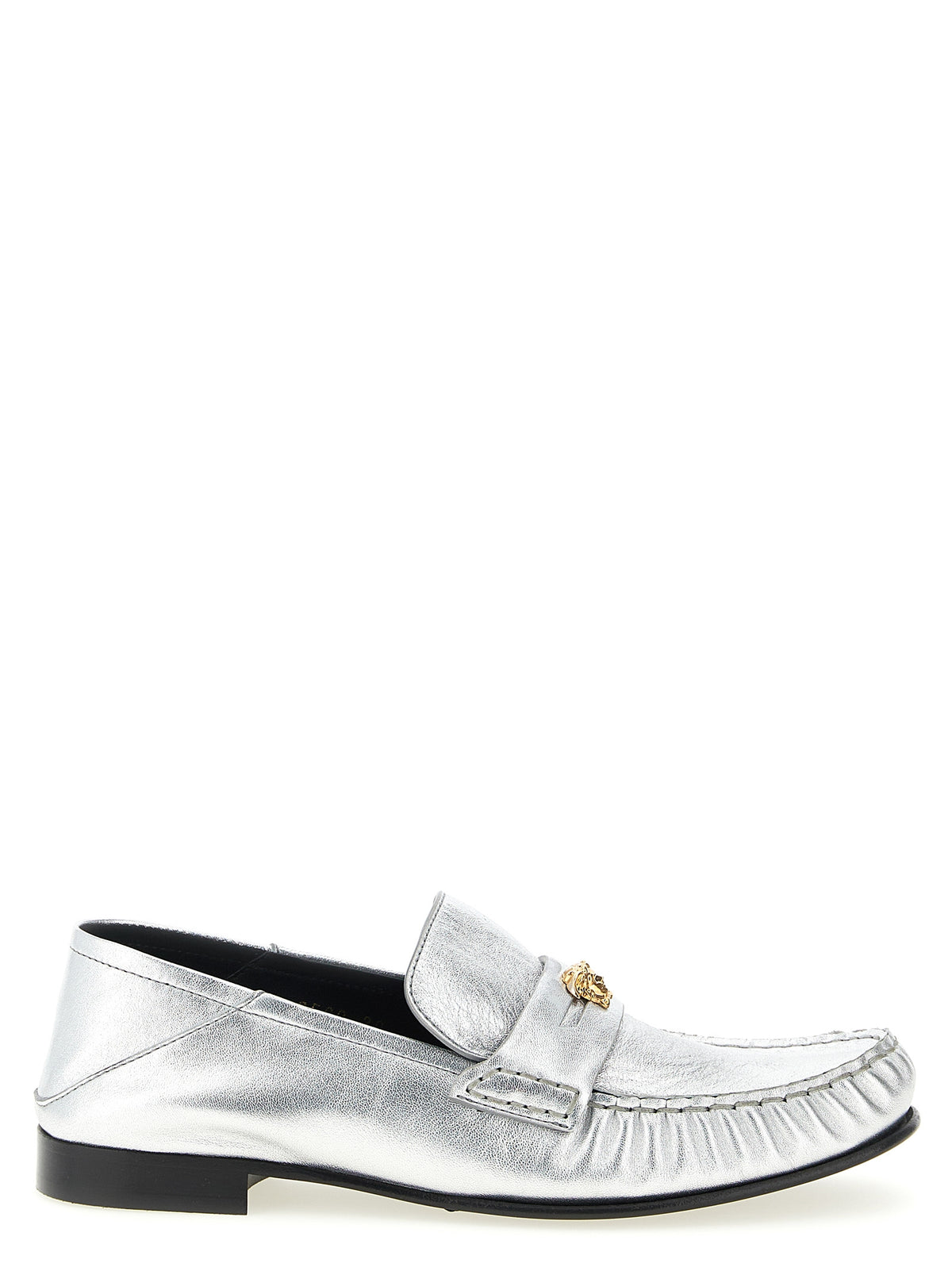 Silver Lamb Leather Slip-On Loafers