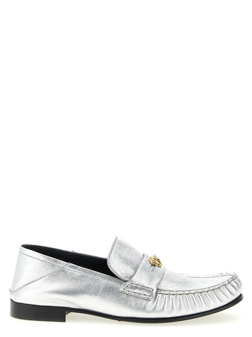 Silver Lamb Leather Slip-On Loafers