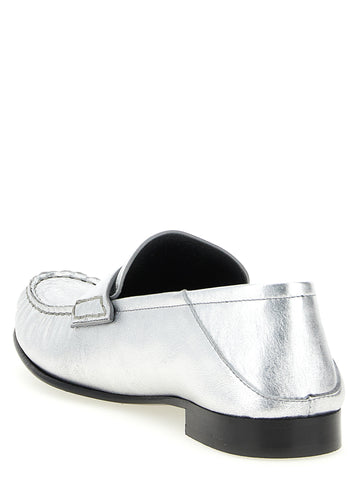 Silver Lamb Leather Slip-On Loafers