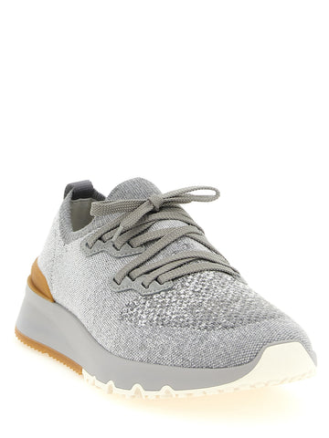 Gray Cotton Athletic Sneakers