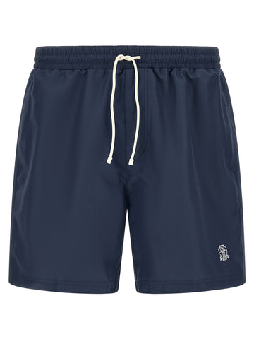 Blue Polyester Swim Shorts