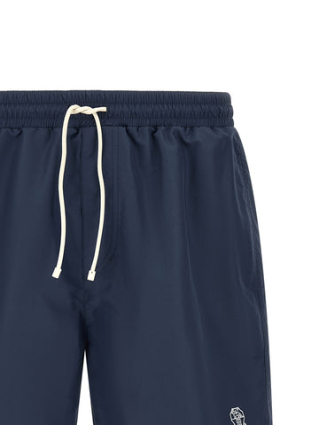 Blue Polyester Swim Shorts